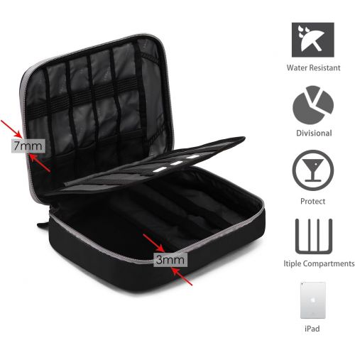  [아마존베스트]BAGSMART Universal Travel Cable Organizer Electronics Accessories Carry Bag for 9.7 inch iPad, Kindle, Power Adapter, Black+Grey
