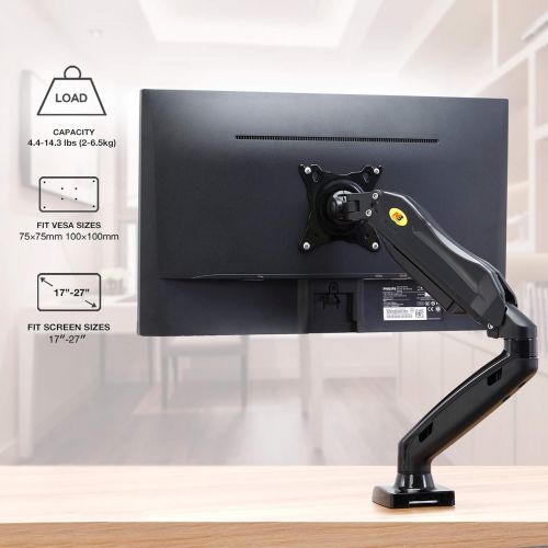 NB North Bayou Monitor Desk Mount Stand Full Motion Swivel Monitor Arm with Gas Spring for 17-27Monitors(Within 4.4lbs to 14.3lbs) Computer Monitor Stand F80