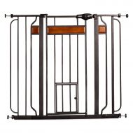 /Carlson Design Paw Pressure-Mount Extra-Tall Pet-Door Pet Gate in Black with Wood Trim