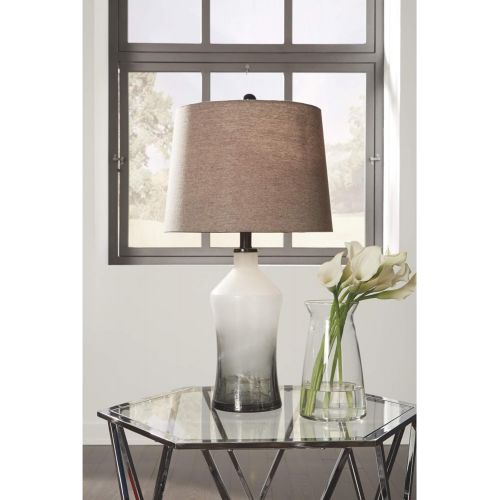  Signature Design by Ashley Ashley Furniture Signature Design - Nollie Glass Table Lamps - Cloudy Bases - Gray