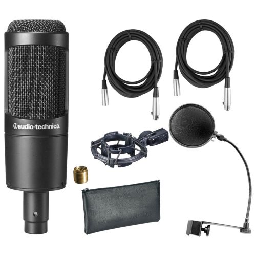 오디오테크니카 Audio-Technica Audio Technica AT2035 WShock Mount , Pop Filter, and (2) 20 XLR Microphone Cable