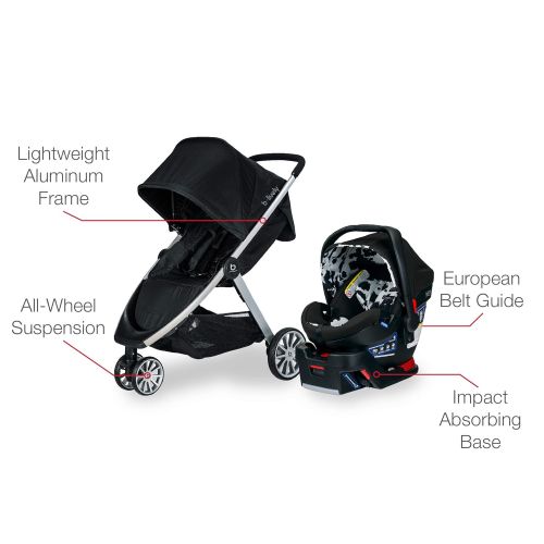  BRITAX B-Lively Travel System with B-Safe Ultra Infant Car Seat| 2 Layer Impact Protection, Birth to 55 Pounds, One Hand Fold, XL Storage, Ventilated Canopy, Easy to Maneuver, Cowm