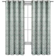Aryanna Charcoal Top Grommet Jacquard Window Curtain Panel, Set of 2 Panels, 108x120 Inches Pair, by Royal Hotel