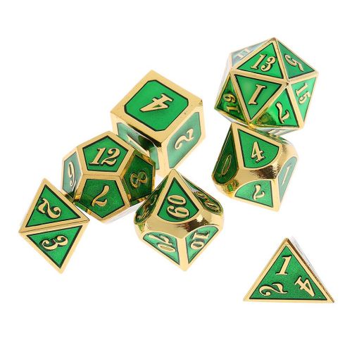  SunniMix 14Pcs Multisided Alloy Dice Set D4-D20 Board Game for Craps Gambling Lovers