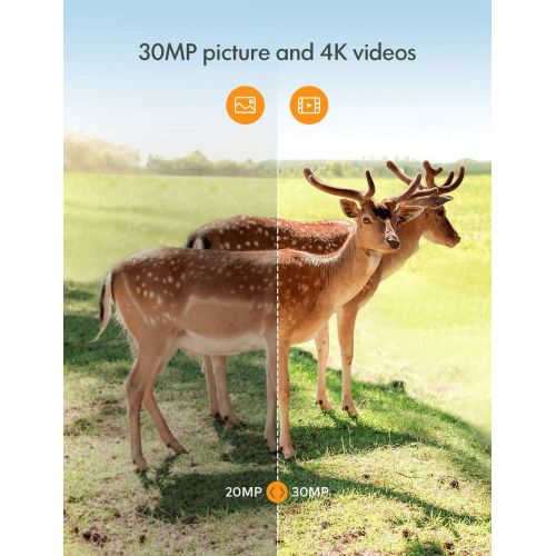  APEMAN Trail Camera 30MP 4K Hunting Camera 40PCs IR LEDs Game Camera for Crisp Night Shot & Vision up to 65ft IP66 Waterproof Design Wildlife Camera for Wildlife Hunting and Home S