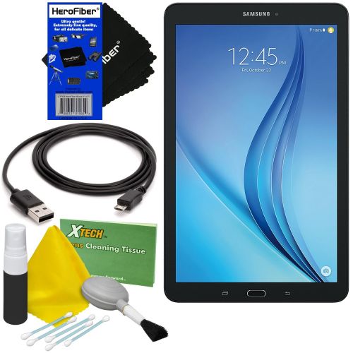 삼성 Samsung Galaxy Tab E 9.6 16GB Wi-Fi Tablet (Black) SM-T560NZKUXAR + USB Cable + 5pc Deluxe Cleaning Kit + HeroFiber Ultra Gentle Cleaning Cloth