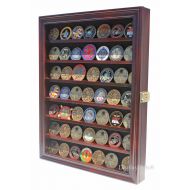 Inauguration Lockable Military Challenge Coin Display Case Cabinet Rack Holder (Mahogany Finish)