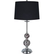 Major-Q 31142 30 H Mosaic Globe Chrome Base Glass Body Table Lamp with Black Fabric Shade and LED Light Bulb