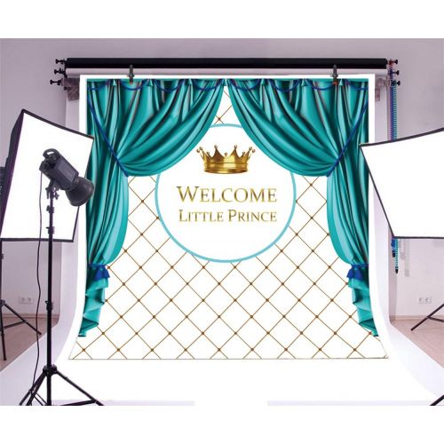  Yeele 10x10ft Little Prince Backdrop Curtain Crown Royal Baby Shower Background for Photography Party Decoration Banner Newborn Kids Boy Photo Booth Shoot Vinyl Studio Props