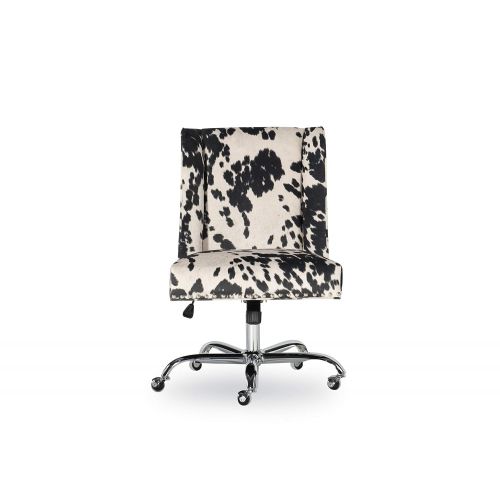  Linon Clayton Black Cow Print Office Chair, Metallic