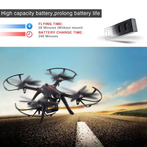  ETbotu MJX B3 Bugs3 RC Drone, Brushless Moter Quadcopter, Independent ESC, Smart Transmitter Alarm , High Capacity Battery RTF Aircraft Black with Camera-Support GoPro Cameras and