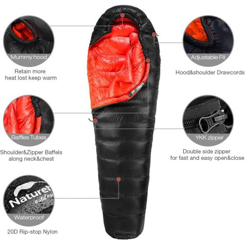  Naturehike 5℉ Down Sleeping Bag for Backpacking, Ultralight Mummy Sleeping Bag with Lightweight Compression Sack