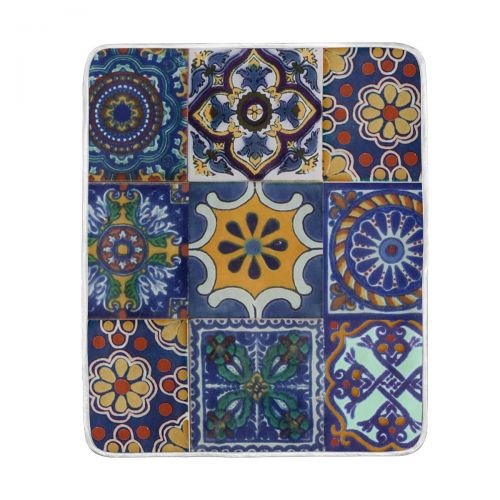  KEEPDIY Mexican Talavera Tiles Blanket-Warm,Lightweight,Soft,Pet-Friendly,Throw for Home Bed,Sofa &Dorm 60 x 50 Inch