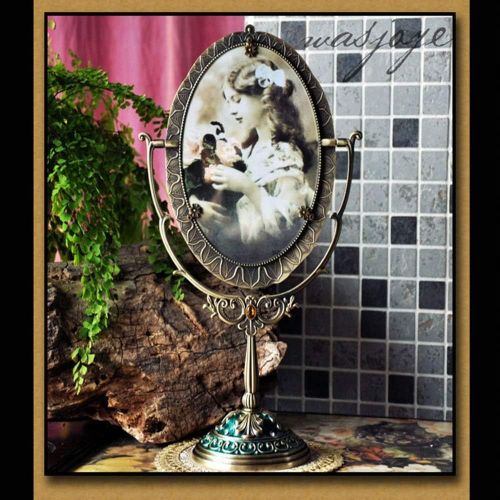  WUDHAO Vanity Mirror,Makeup Mirror European Style Portable Mirror Dressing Table Mirror Swivel Vanity Mirror Vintage Retro Double Sided Dressing Mirror for Dresser with Lights Wall