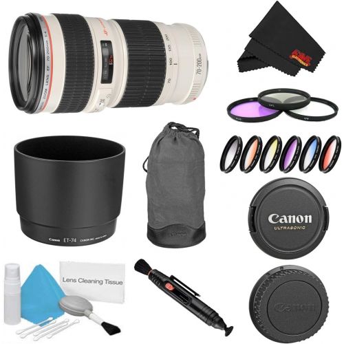  Canon (6AVE) Canon EF 70-200mm f4L USM Lens Bundle w 3 Piece Filter Kit Color Multicoated 6 Piece Filter Kit (International Model)