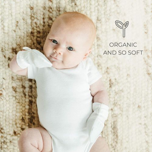  Goumikids Goumimitts, Scratch Free Baby Mittens, Organic Soft Stay On Unisex Mittens, Stops Scratches and Prevents Germs