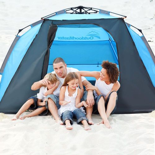  [아마존베스트]OutdoorMaster Pop Up Beach Tent XL - Easy Setup, Portable 3-4 Person Tall Beach Shade Folding Sun Shelter with UPF 50+ UV Protection Removable Skylight Family Size