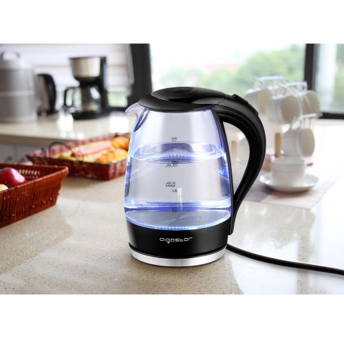  Aigostar Adam - Electric Water Kettle 1.7L 57OZ Kitchen Kettle Pot for Tea Coffee with Blue Led