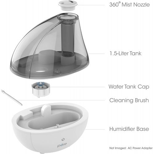  [아마존 핫딜] [아마존핫딜]Pure Enrichment MistAire Silver Ultrasonic Cool Mist Humidifier - 1.5-Liter Water Tank, Whisper-Quiet Operation, Auto Safety Shut-Off and Night Light - Lasts Up to 25 Hours