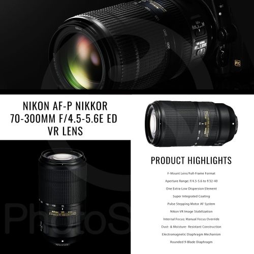  Nikon AF-P NIKKOR 70-300mm f4.5-5.6E ED VR Digital SLR Camera Lens with Xpix Stable Tripod, Protective Lens Pouch, Camera Lens Cleaning Kit, Deluxe Bundle