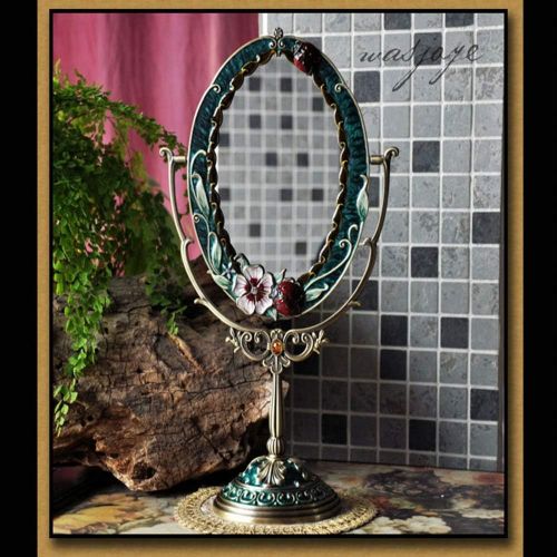  WUDHAO Vanity Mirror,Makeup Mirror European Style Portable Mirror Dressing Table Mirror Swivel Vanity Mirror Vintage Retro Double Sided Dressing Mirror for Dresser with Lights Wall