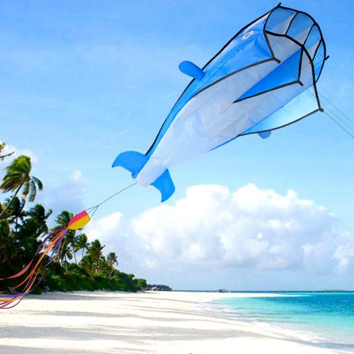  [아마존베스트]IMAGE 3D Kite Large Blue Dolphin Breeze Beach Kites with Huge Frameless Soft Parafoil Giant,Gift for Kids,Family