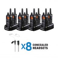 Midland - Business Radio Bundle - LXT600BBX4, 36 Channel FRS Two-Way Radio - Concealed Headsets, eVox for Hands-Free Operation, NOAA Weather Scan + Alert (8 Pack) (Black)