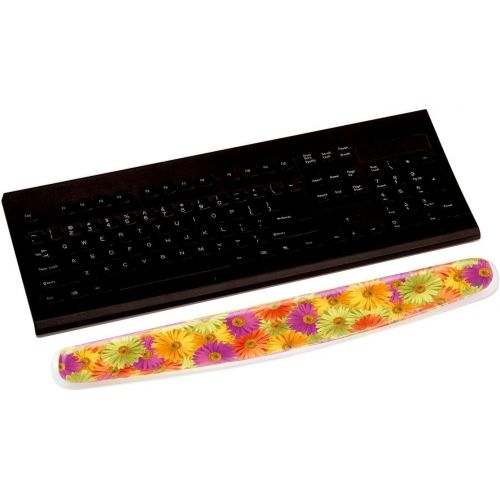 쓰리엠 3M Gel Wrist Rest for Keyboards, Soothing Gel Comfort with Durable, Easy to Clean Cover, 18, Fun Daisy Design (WR308DS)
