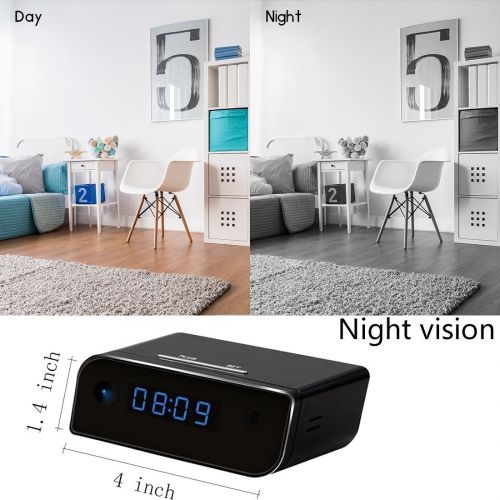  Moosoo Wifi Camera Full HD 1080P Alarm Clock Camera Night Vision Motion Detection Alerts Alarm Clock Wireless IP Security Camera Nanny Cam Real-time Home Surveillance Cameras for S