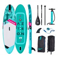 Aztron Lunar Double Air Chamber Inflatable Stand Up Paddle SUP Board with Adjustable Paddle, Bag, Pump, and Leash