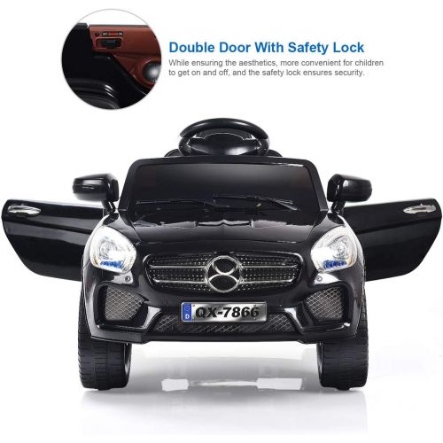  Costzon Kids Ride On Car, 6V Battery Powered Rechargeable Ride On Vehicle, Parental Remote Control & Foot Pedal Manual Modes wLED Headlights, Horn, MP3 Functions, HighLow Speed (