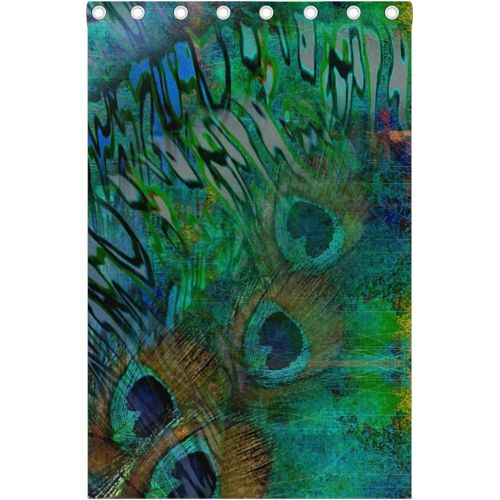  ALIREA Abstract Peacock Blue Background Blackout Curtains Darkening Thermal Insulated Polyester Grommet Top Blind Curtain for Bedroom, Living Room,2 Panel (55W x 84L Inch)
