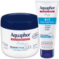 [아마존베스트]Aquaphor Baby Skin Care Set - Fragrance Free, Prevents, Soothes & Treats Diaper Rash - Includes 14 oz. Jar of Advanced Healing Ointment & 3.5 oz Tube of Diaper Rash Cream