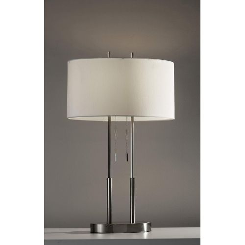  Adesso 4016-22 Duet 62 Floor Lamp, Satin Steel, Smart Outlet Compatible
