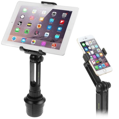  IKross Cup Mount Holder iKross 2-in-1 Tablet and Smartphone Adjustable Swing Cradle with Extended Cup Car Mount Holder Kit for Apple iPad iPhone Samsung Asus Tablet Smartphone - Black