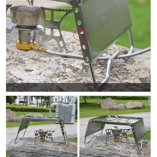  HOUTBY Camping Stove Grill Stainless Steel Folding Burner Stand Campfire Charcoal Gas BBQ Rack for Backpacking Picnics Adjustable