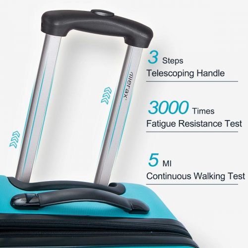  Merax 3 Pcs Luggage Set Expandable Hardside Lightweight Spinner Suitcase (Sky Blue)