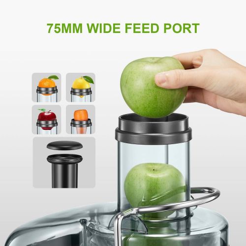  AICOK Juicer Machine, Aicok Juice Extractor, 800W Centrifugal Juicer with 3 Wide Mouth, Dual Speed Stainless Steel Juicer with Anti-drip Mouth, Non-slip feet, BPA Free