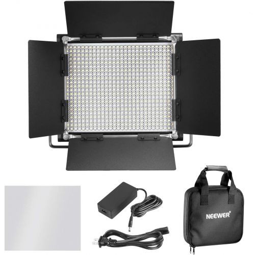 니워 Neewer Bi-color LED Video Light and Stand Kit with Battery and Charger-660 LED with U Bracket and Barndoor(3200-5600K,CRI 96+), 3-6.5 feet Adjustable Light Stand for Studio, YouTub