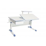 ApexDesk Little Soleil DX 43 Childrens Height Adjustable Study Desk wIntegrated Shelf & Drawer (Desk+Chair Bundle in Blue)