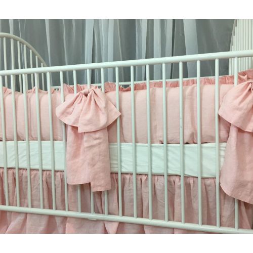  SuperiorCustomLinens Baby Crib Bedding Set with Large Bow and Sash Ties White, Grey, Cream, Pink, Blue, Stripe, Chevron, 40+ colors, Custom Size, Custom Made, FREE SHIPPING