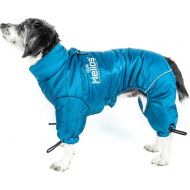 DOGHELIOS Thunder-Crackle Full-Body Bodied Waded-Plush Adjustable and 3M Reflective Pet Dog Jacket Coat w/ Blackshark Technology, Large, Blue Wave