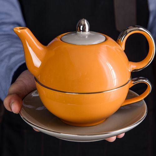  Artvigor, Tea for One Set, Porzellan Teekanne 400 ml mit Teetasse 250 ml und Untertasse, Geschenkverpackung