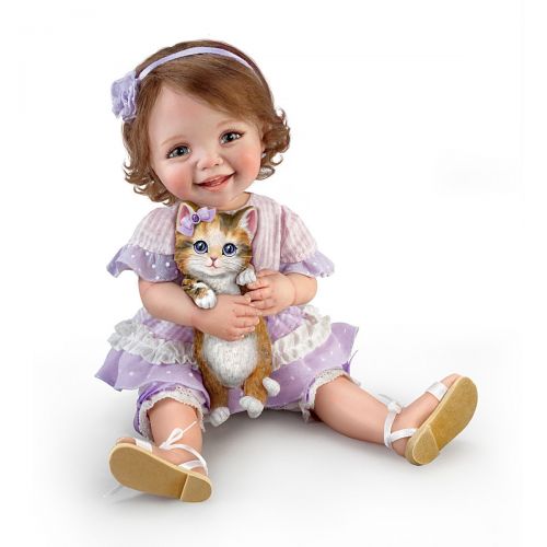  The Ashton-Drake Galleries Jane Bradbury Poseable Child Doll With Sculpted Kitty In Hands