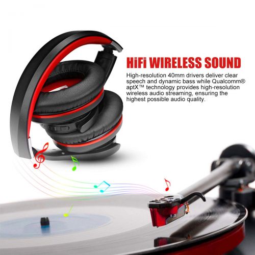  AUSDOM Wireless HeadphonesHeadset, Bluetooth Headphones Over Ear Foldable with Mic, Apt-X Low Latency, Bluetooth 4.2 Stereo Wired Mode, Fast AudioLED Codec IndicatorNoise Isolat