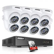 ANNKE New 8CH Full 720P CCTV DVR with 1TB Hard Drive Security Camera System and (8) 1280TVL Surveillance Cameras, IP66 Weatherproof , P2P TechnologyE-Cloud Service, QR Code Scan R