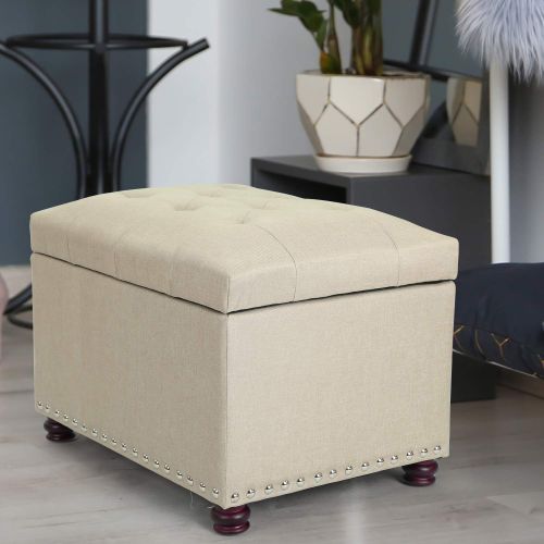 Adeco FT0033-4 High End Red Classy Bonded PU-Leather Tufted Accents Rectangular Storage Bench Ottoman Footstool