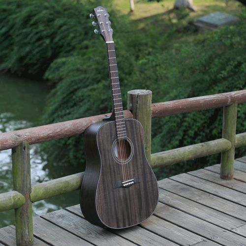  ADM 41 Inch Hand Rubbed Varnish Acoustic Guitar with Steel Strings, Deluxe Matt Grey - FREE Gig Bag Included