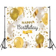 Yeele 10x10ft Happy Birthday Backdrop Vinyl Golden Ballons Ribbon Streamers Congratulation Celebrate Birthday Party Photography Background for Baby Kid Girl Adult Portrait Photo Bo