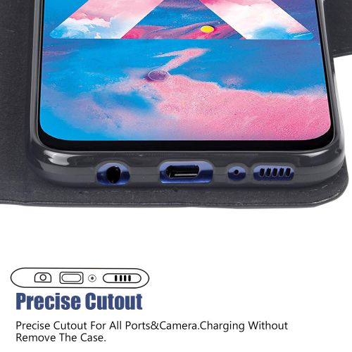  [아마존 핫딜]  [아마존핫딜]Arae Handyhuelle Kompatibel mit Samsung Galaxy M30 Leder Huelle Tasche Flip Cover Schutzhuelle - Schwarz